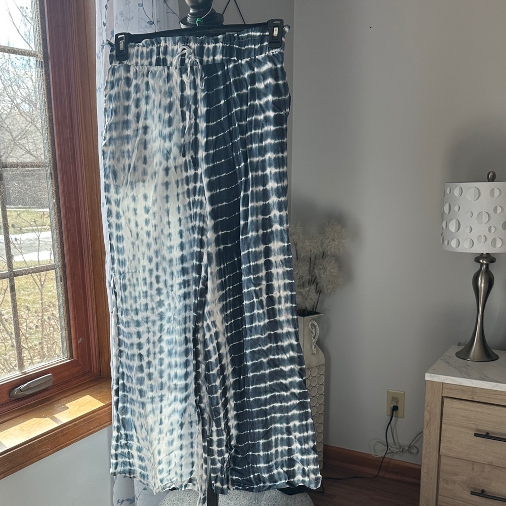 Cupshe Blue and White Tie-Dye Wide Leg Pants